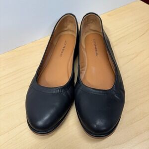 Lucky Brand Black Leather Ballet Flats, Size US 7.5 M, Euro 38 Style LP-Waliz
